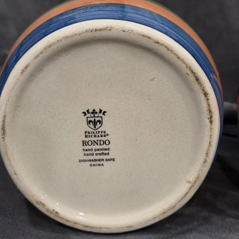 Vtg MCM Philippe Richard Rondo 1970s Striped Canisters Set of 3 ~ 9”, 6.5”, 5.5”